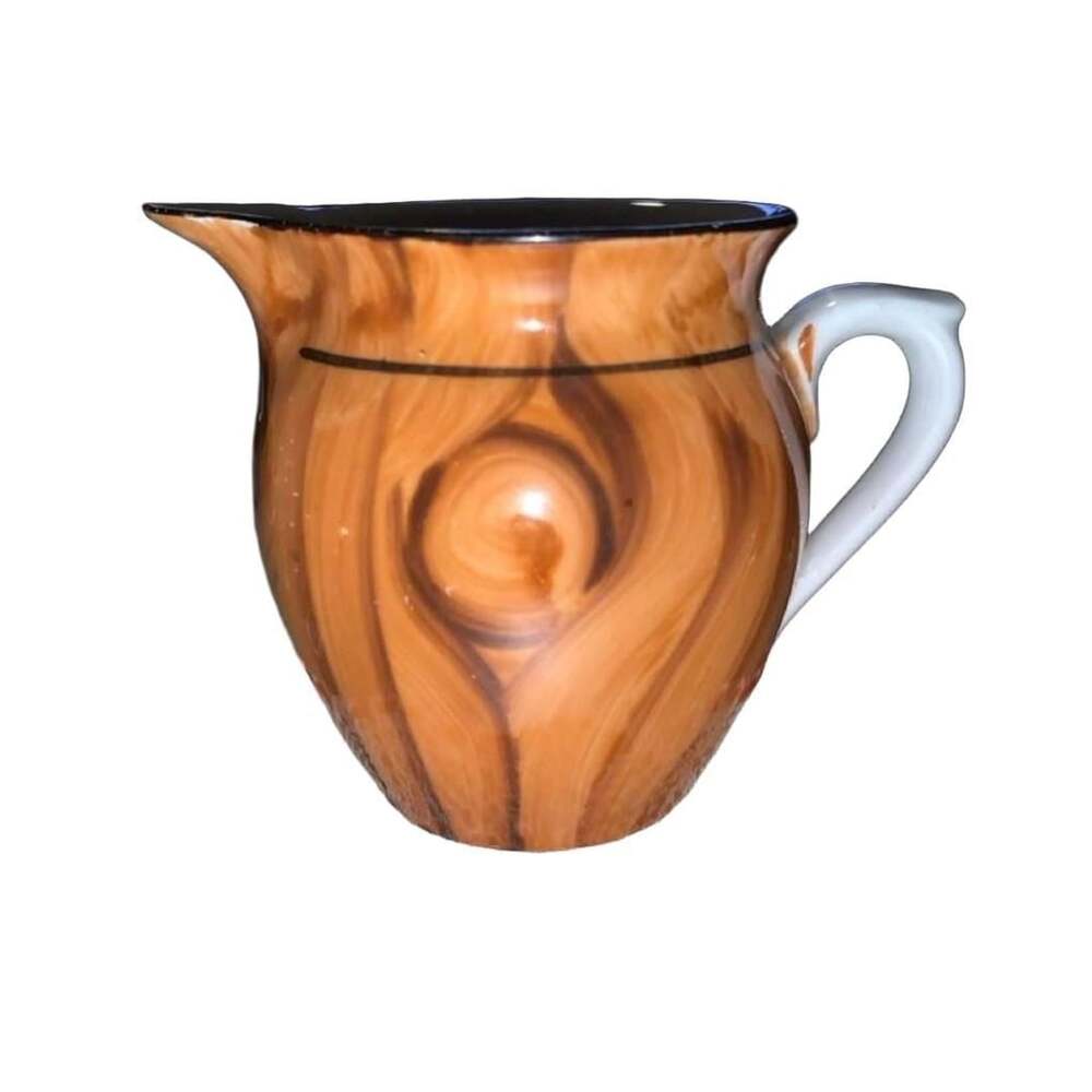 Vintage Czechoslovakian Art Deco Faux Bois Porcelain Creamer